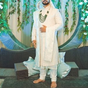 Mint Green classy Groom designer Sherwani